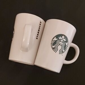 Starbucks 2011 White Mugs with Green Siren Logo